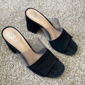 Vince Camuto black heeled sandals.